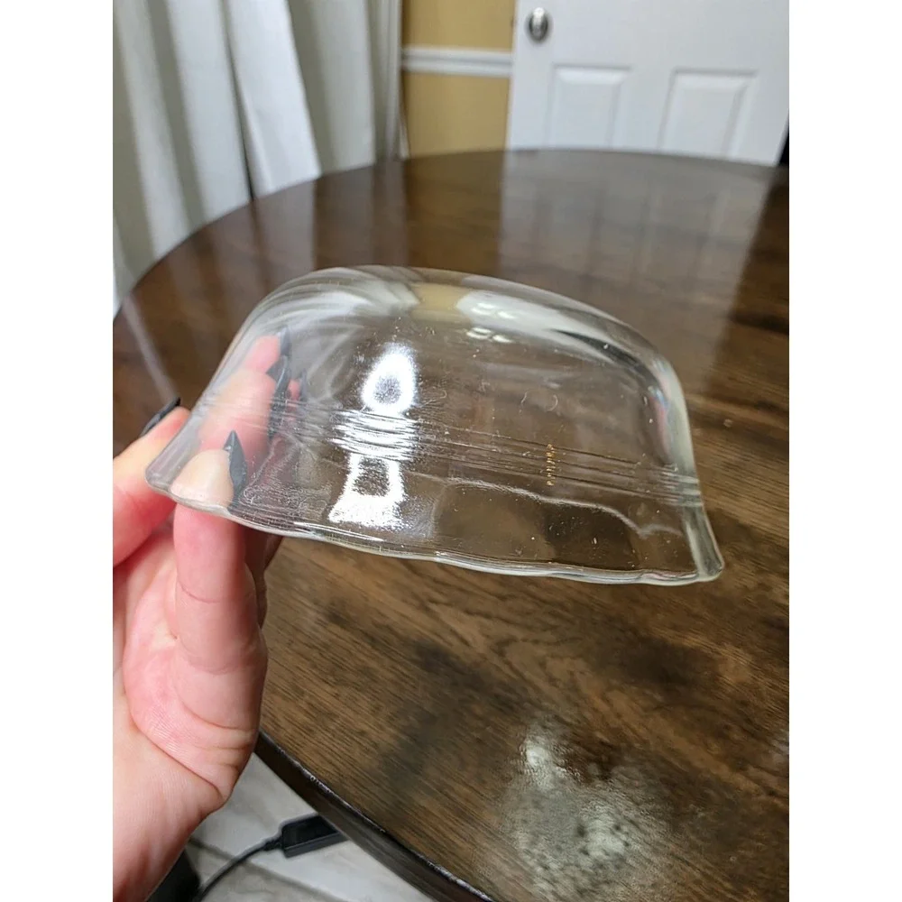 Vintage Corning Pyrex Scalloped 3 Ring Clear‎ Glass 464 Custard Cup Ramekin 10oz